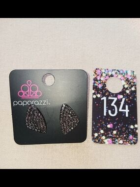paparazzi Black Crystal Teardrop Studs